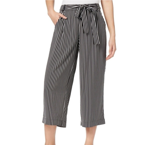 Zara Striped High-Waisted Tie-Front Wide-Leg Pants - Size XS - Picture 1 of 9
